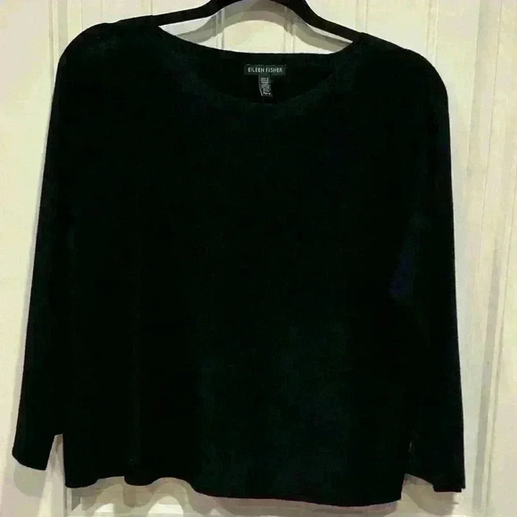 Women’s Eileen Fisher Black Blouse Top Shoulder Slits/Cutout 100%Merino Wool XS - Picture 5 of 13